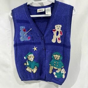Vintage Northern Getaway Teddy Bear Knit Vest